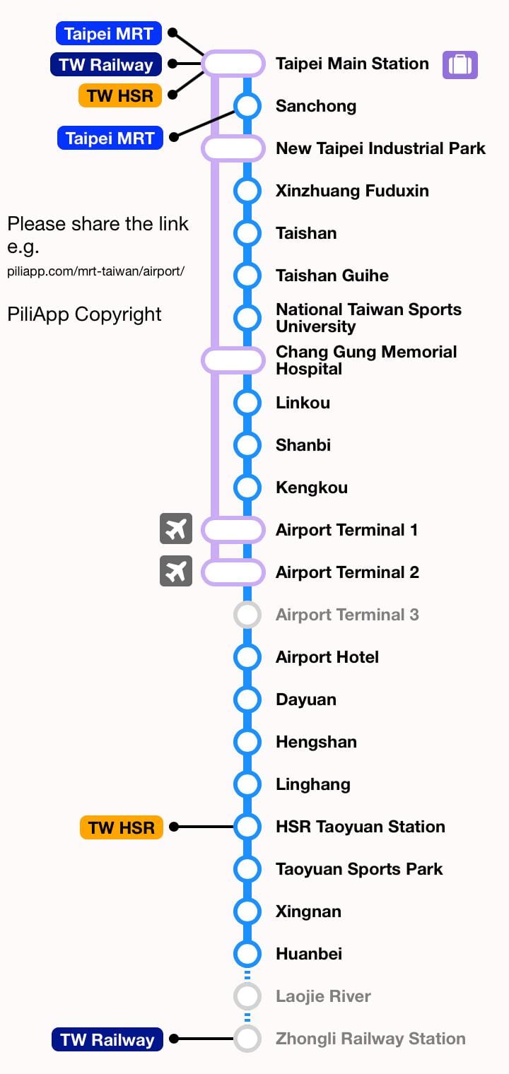 טייפה mrt המפה airport taoyuan