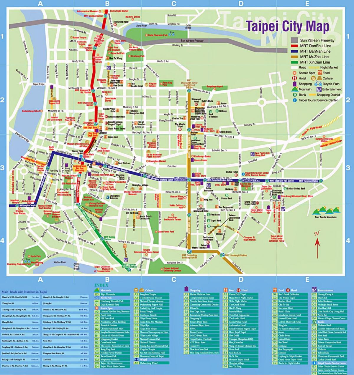 מפה של טייפה התיירותיות של העיר