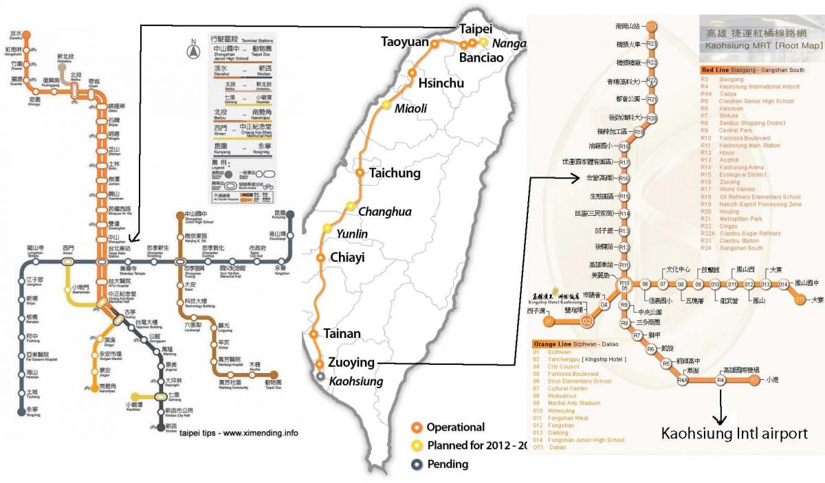 מפה של טייפה high speed rail station